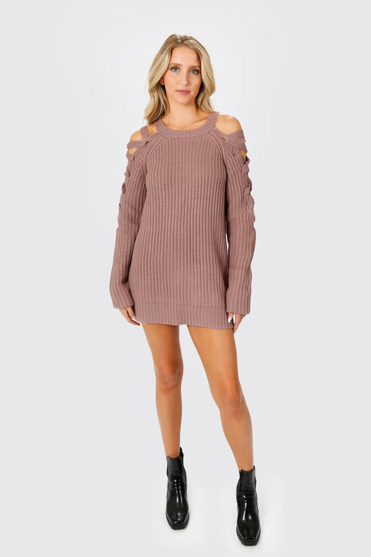 Tobi Miracle Lace Up Sweater Mini Dress x2