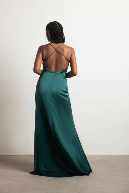 Tobi Bright Lights Satin High Slit Maxi Dress