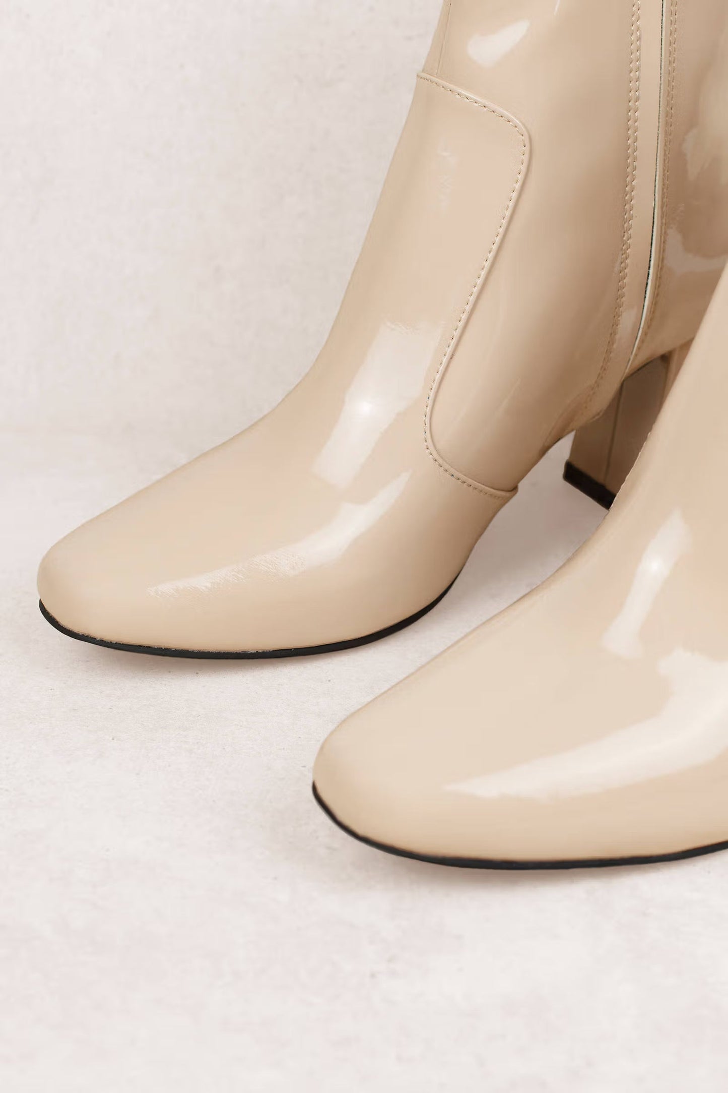 Tobi Sol Sana Cecile Patent Leather Ankle Boots - Nude