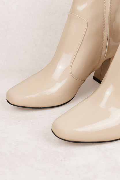 Tobi Sol Sana Cecile Patent Leather Ankle Boots - Nude