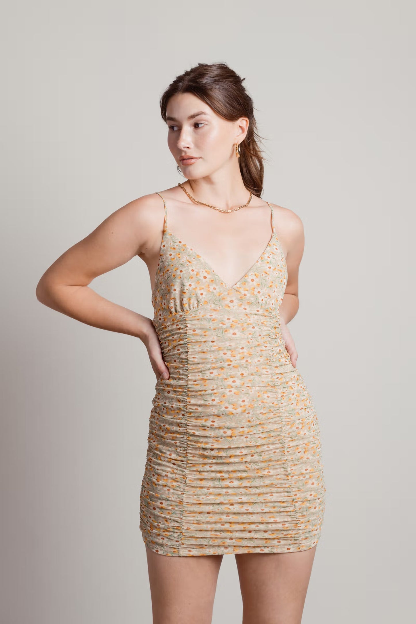 Tobi Milo Floral Ruched Mini Dress x2