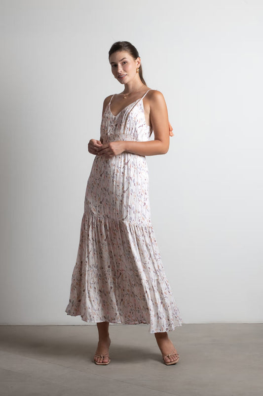 Tobi Count The Miles Abstract Print Tiered Maxi Dress