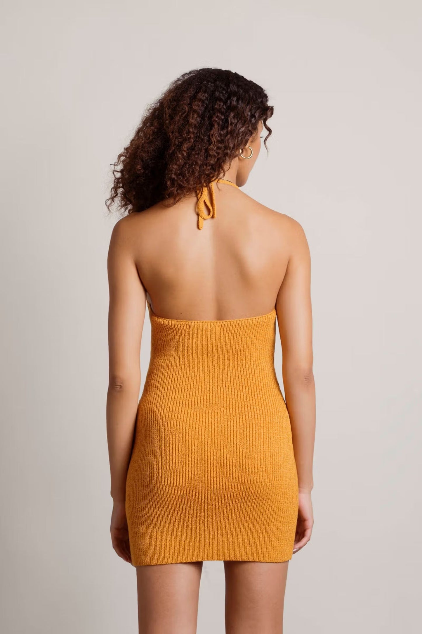 Tobi Aylah Halter Ribbed Knit Bodycon Mini Dress x2