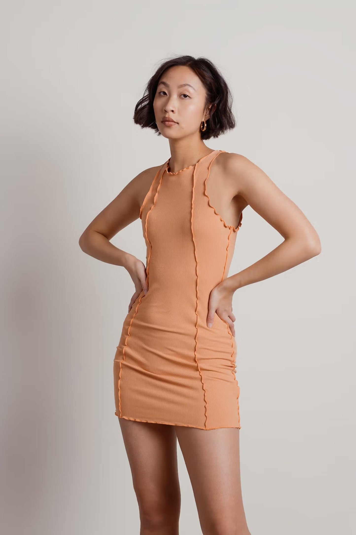Tobi Saturn Exposed Stitch Bodycon Mini Dress x2