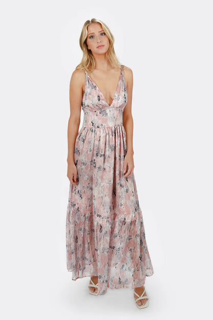 Tobi Hilde Floral Plunging Maxi Dress