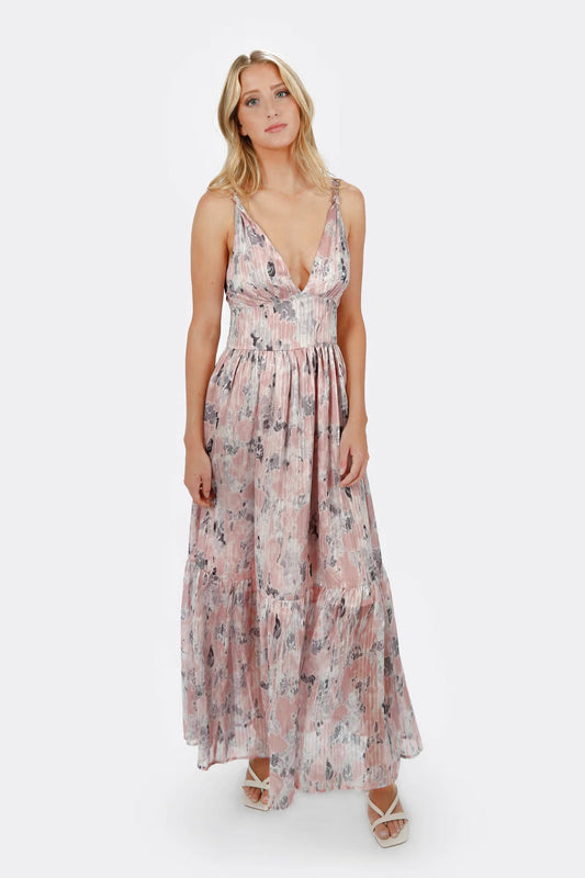Tobi Hilde Floral Plunging Maxi Dress