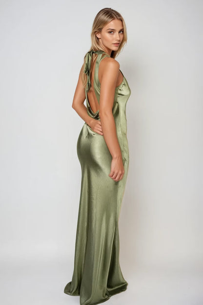 Tobi Catch You Staring Satin Open Back Maxi Dress