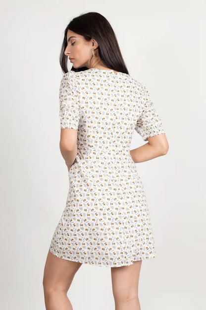Tobi Kylaa Puff Sleeve Skater Mini Dress