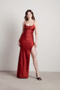 Tobi What A Night Ruched High Slit Maxi Dress
