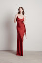 Tobi What A Night Ruched High Slit Maxi Dress