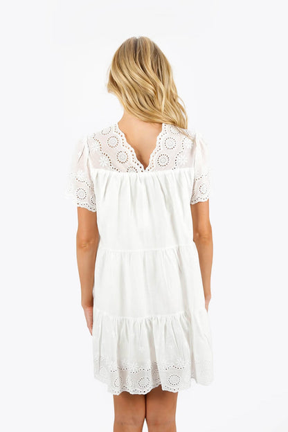 Tobi Meagan Eyelet Tiered Mini Dress
