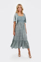 Tobi Maeve Smocked Buttoned Midi Dress