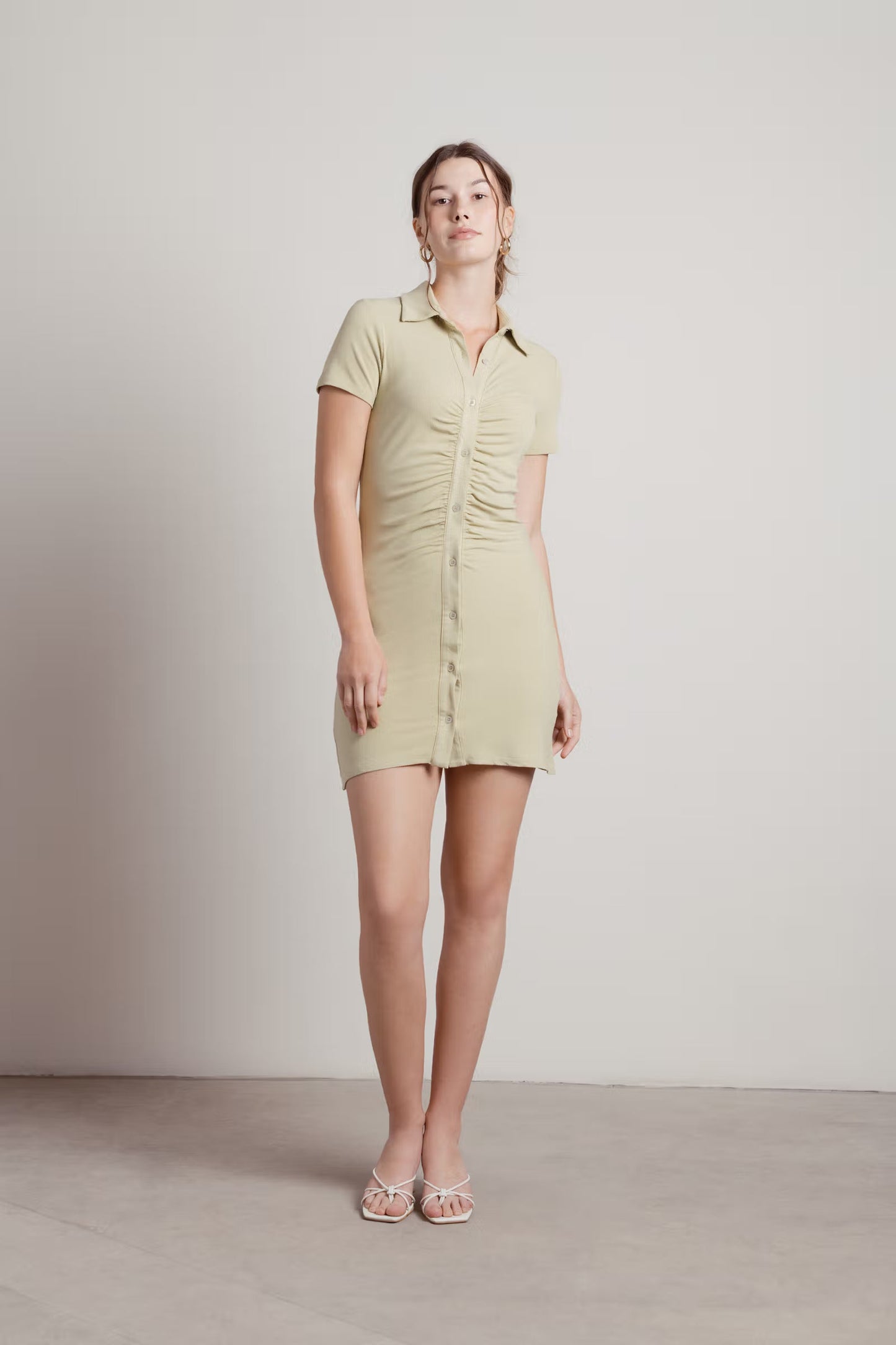 Tobi Saturn Collared Ruched Mini Dress x2