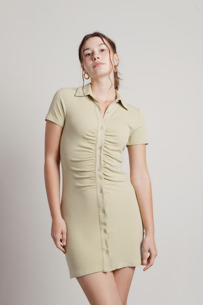 Tobi Saturn Collared Ruched Mini Dress x2