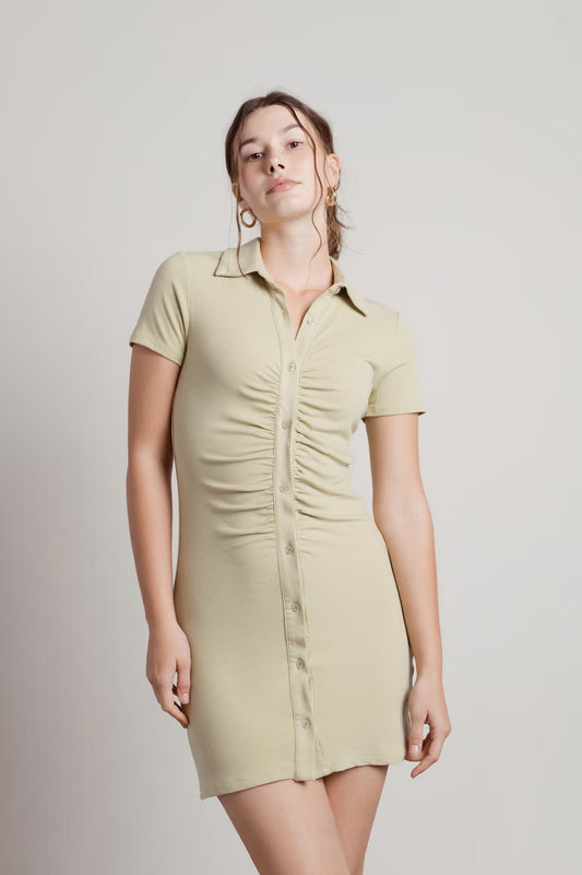 Tobi Saturn Collared Ruched Mini Dress x2