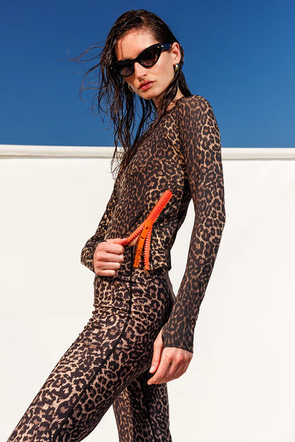 Watskin Sunwear Sasha Long Sleeve Tee in Leopard
