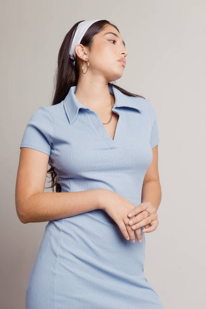 Tobi Break Point Collared Ribbed Mini Dress x2