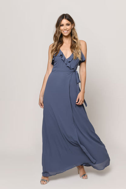 Tobi Kristen Ruffle Wrap Maxi Dress