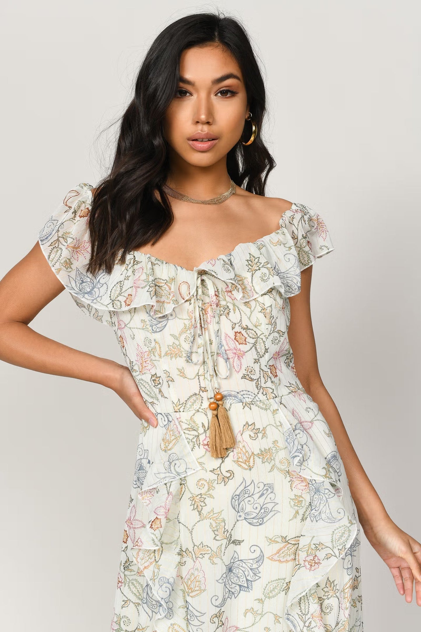 Tobi Layna Floral Ruffle Maxi Dress