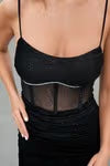 Tobi Gilded Glare Pleated Bustier Midi Dress