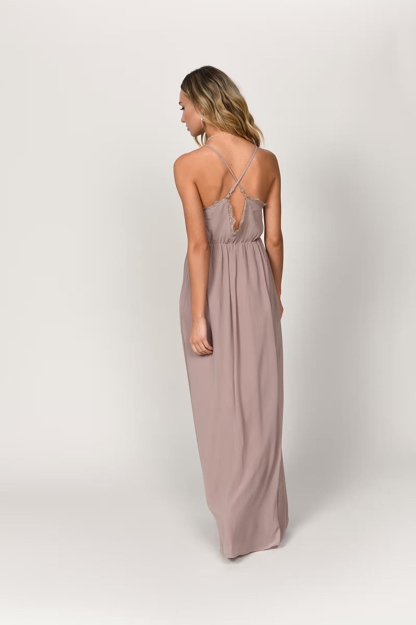 Tobi Abegayle Lace Trim Cross Back Maxi Dress