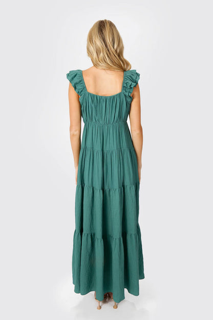Tobi Mary Jane Tiered Ruffled Sleeves Maxi Dress