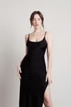 Tobi What A Night Ruched High Slit Maxi Dress