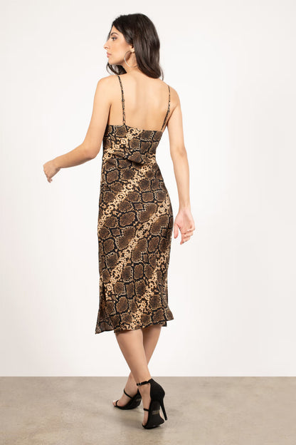 Tobi In The Shadows Snake Print Cami Midi Dress