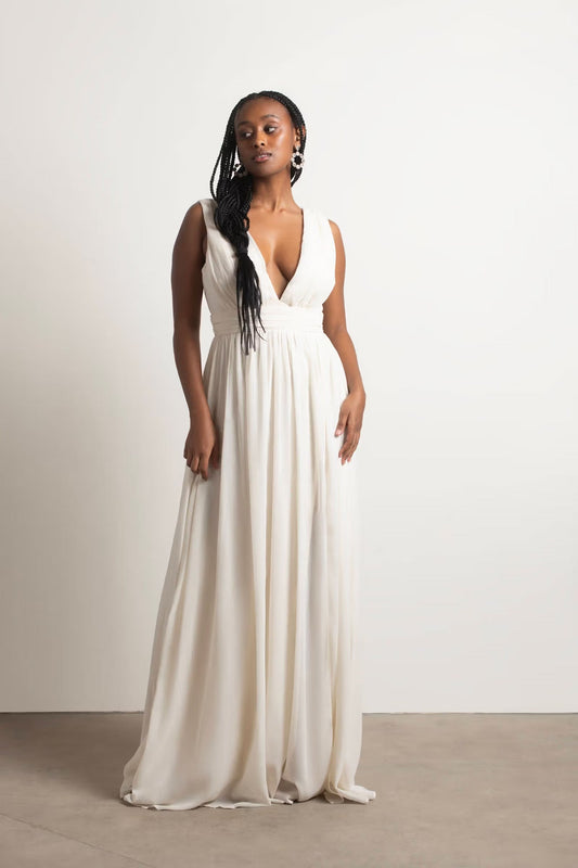 Tobi Everlasting Moment Plunging High Slit Maxi Dress