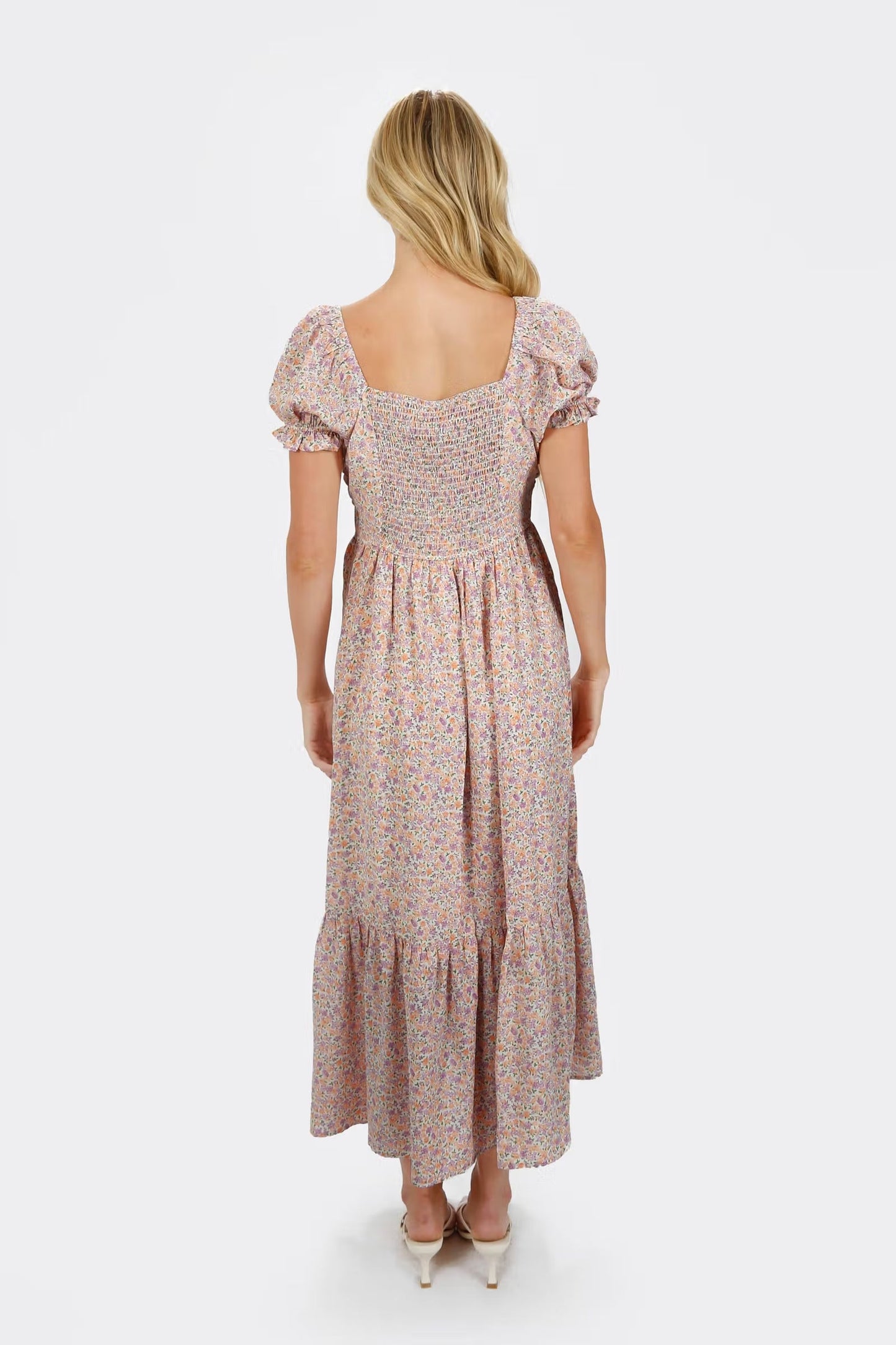Tobi Alaia Floral Puff Sleeve Maxi Dress