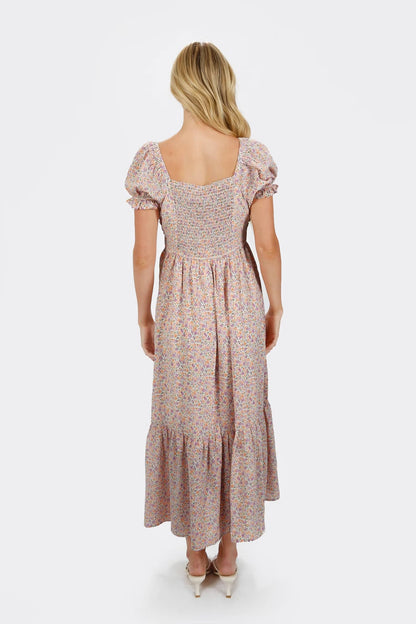 Tobi Alaia Floral Puff Sleeve Maxi Dress