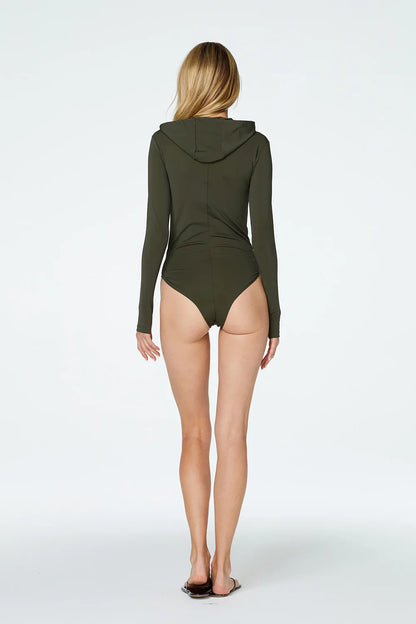 Watskin Sunwear Lola Bodysuit in Olive Green