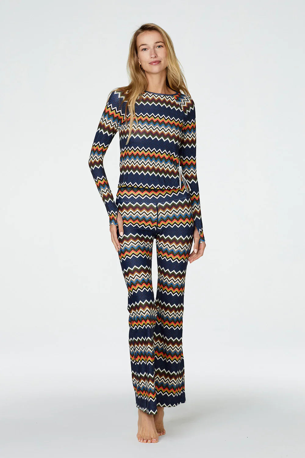 Watskin Sunwear Sasha Long Sleeve Tee in Zig Zag
