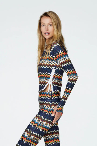 Watskin Sunwear Sasha Long Sleeve Tee in Zig Zag