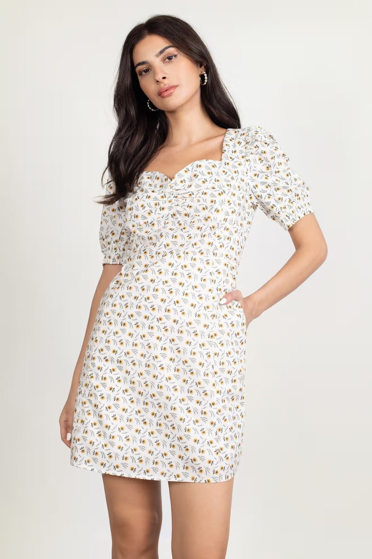 Tobi Kylaa Puff Sleeve Skater Mini Dress