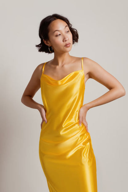 Tobi Charm Me Satin Cowl Neck Midi Dress