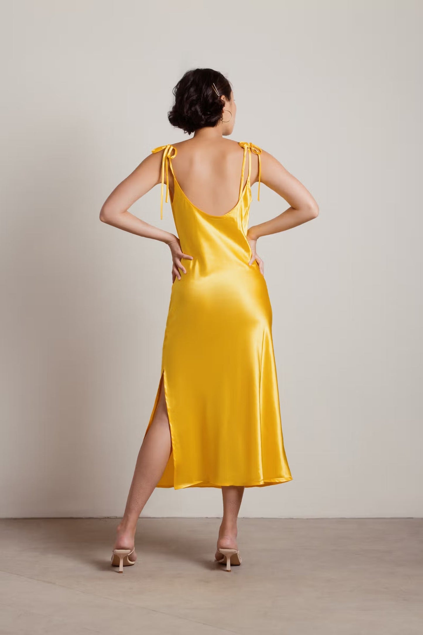 Tobi Charm Me Satin Cowl Neck Midi Dress